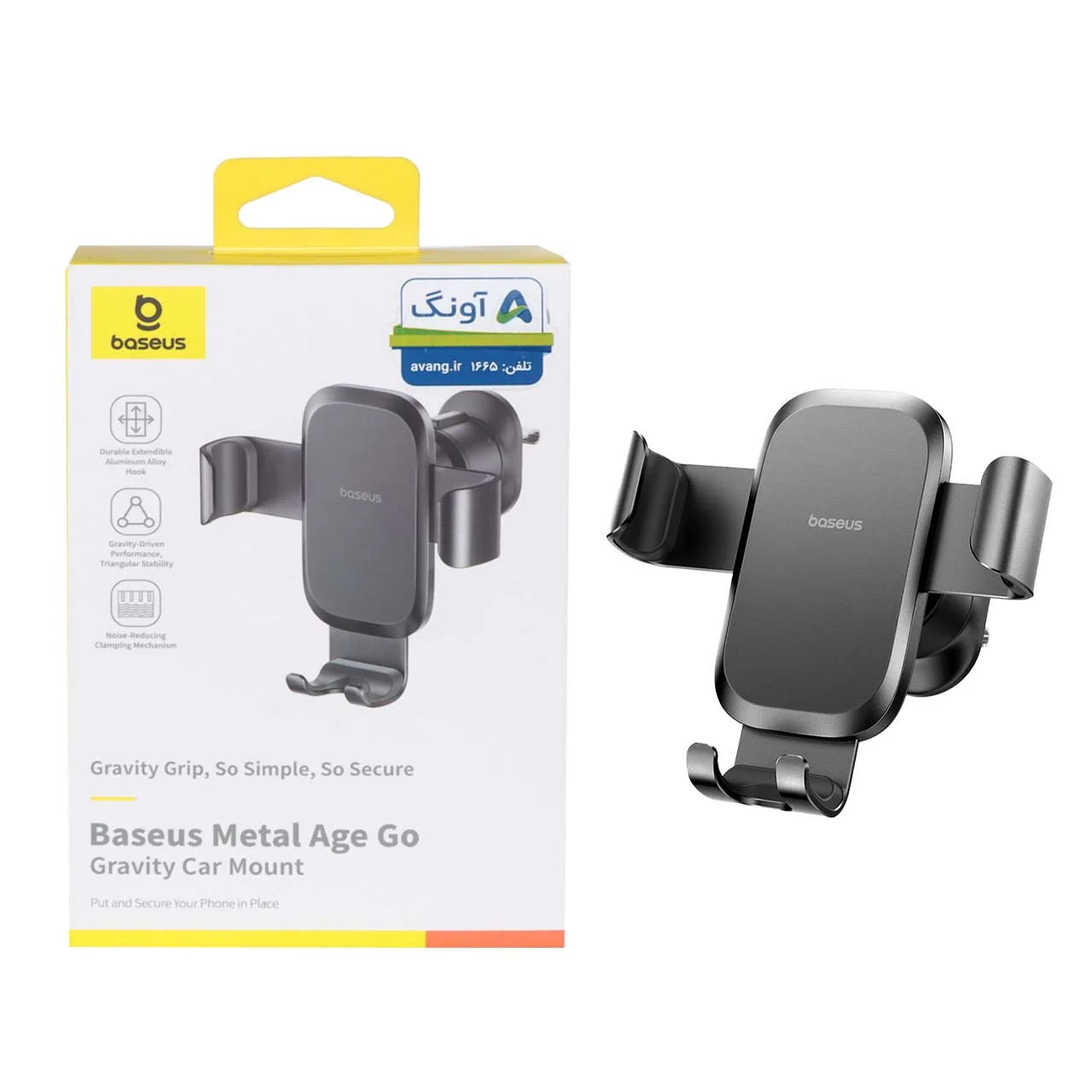 2371-1531862-1 هولدر گوشی موبایل دریچه کولری Baseus مدل Metal Age Go BS-CM049 - مشکی (گارانتی آونگ) - تصویر 1