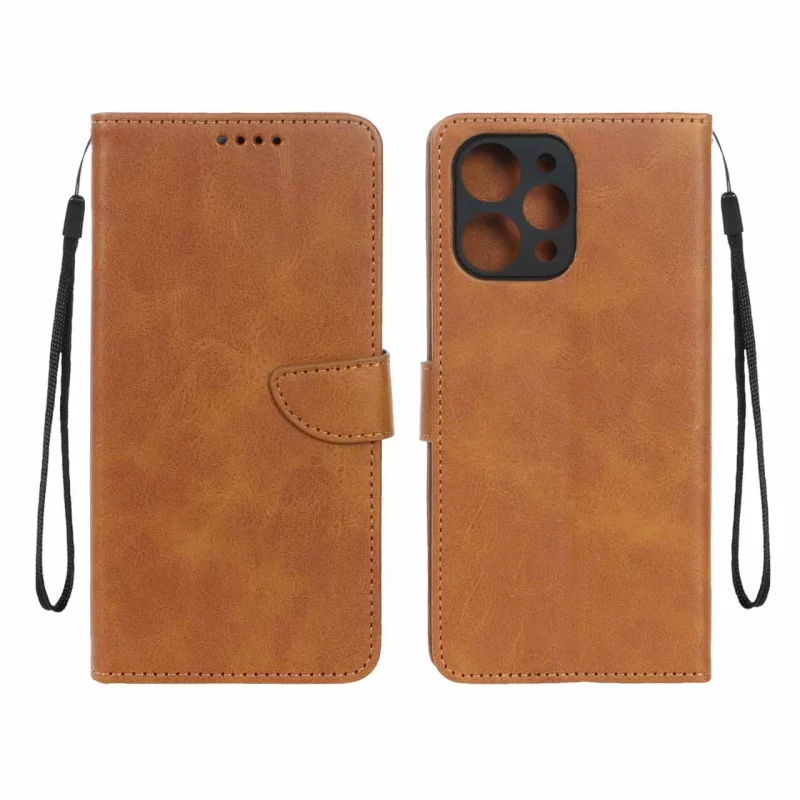 کیف چرمی موبایل مگنتی Xiaomi Redmi 12 / Poco M6 Pro 5G - عسلی - تصویر 2