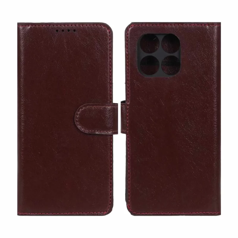 کیف موبایل چرمی مگنتی محافظ لنزدار Xiaomi Poco X6 Pro 5G / Redmi K70E - زرشکی - تصویر 2