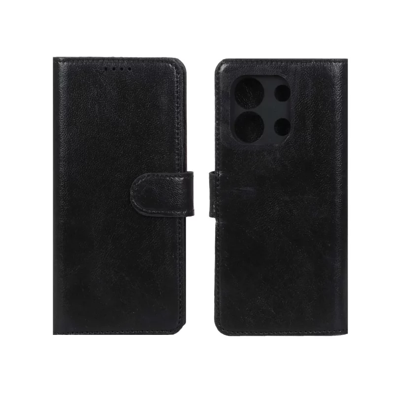 کیف موبایل چرمی مگنتی محافظ لنزدار Xiaomi Redmi Note 13 Pro 5G / Poco X6 - مشکی - تصویر 2