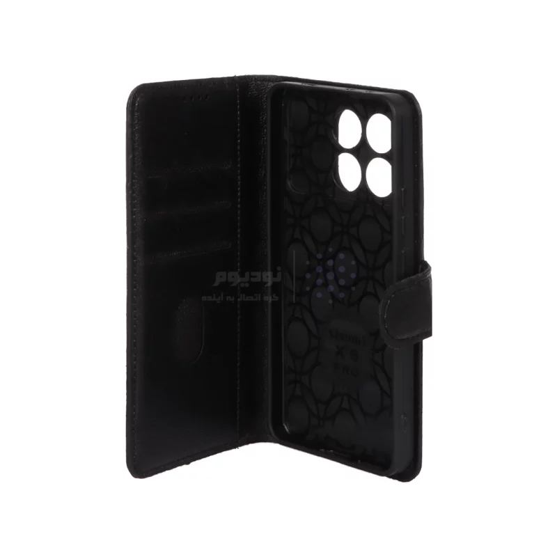 کیف موبایل چرمی مگنتی محافظ لنزدار Xiaomi Poco X6 Pro 5G / Redmi K70E - مشکی - تصویر 3