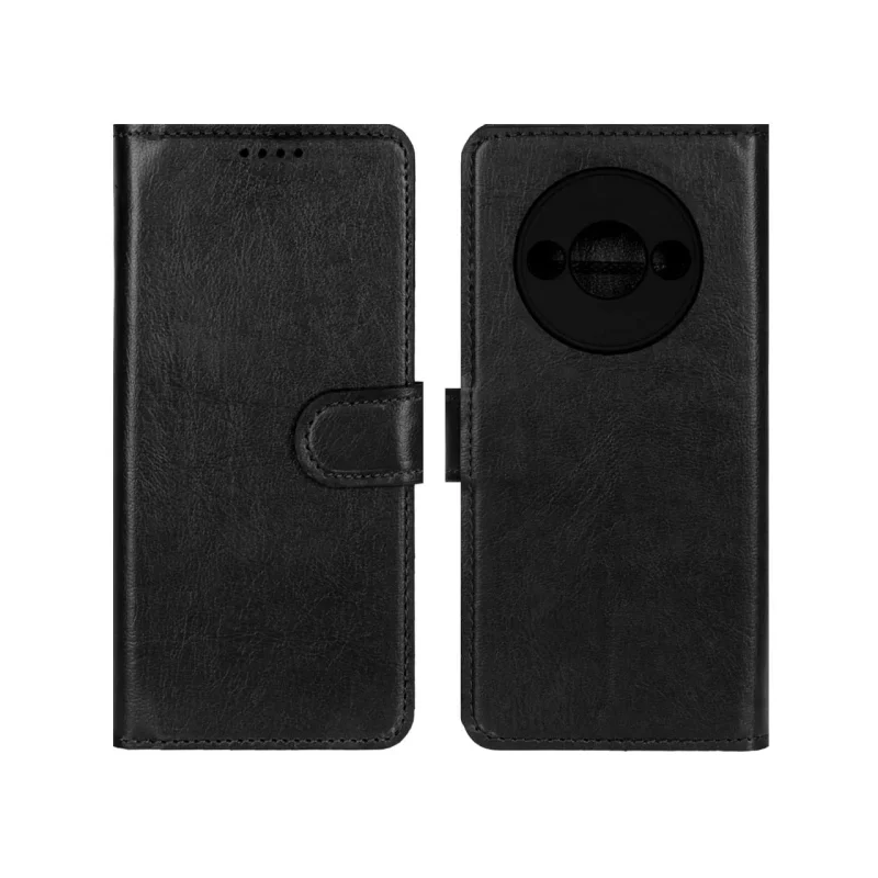 کیف موبایل چرمی مگنتی محافظ لنزدار Xiaomi Redmi A3 / A3x / Poco C61 - مشکی - تصویر 2