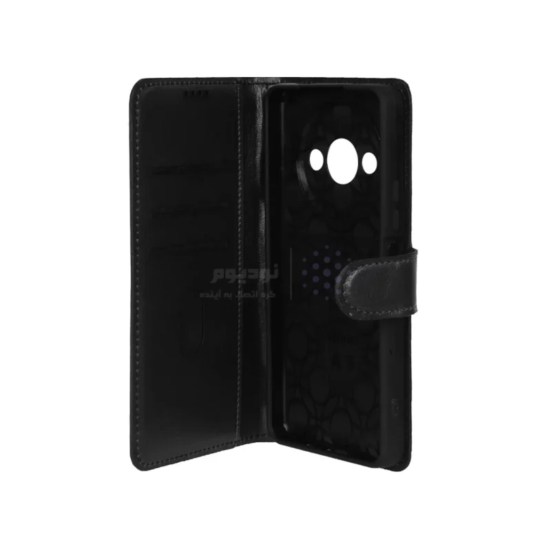 کیف موبایل چرمی مگنتی محافظ لنزدار Xiaomi Redmi A3 / A3x / Poco C61 - مشکی - تصویر 3