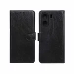 کیف موبایل چرمی مگنتی محافظ لنزدار Xiaomi Redmi 13C / Poco C65 - مشکی