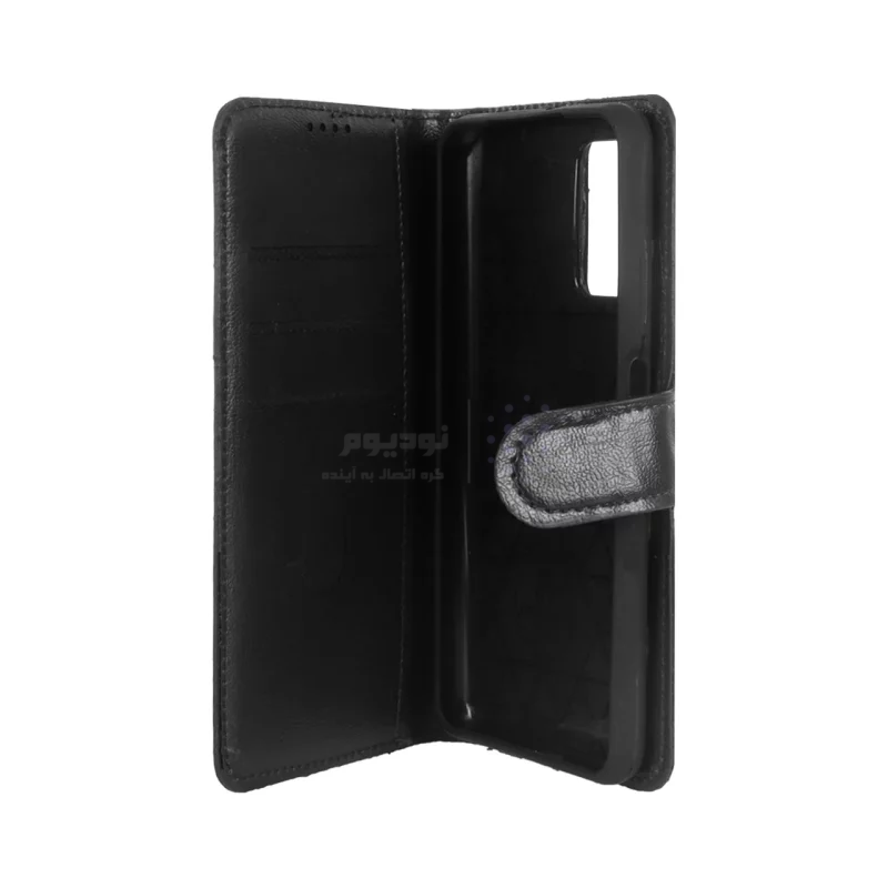 کیف موبایل چرمی مگنتی محافظ لنزدار Xiaomi Poco M3 / Redmi 9T 4G - مشکی - تصویر 3