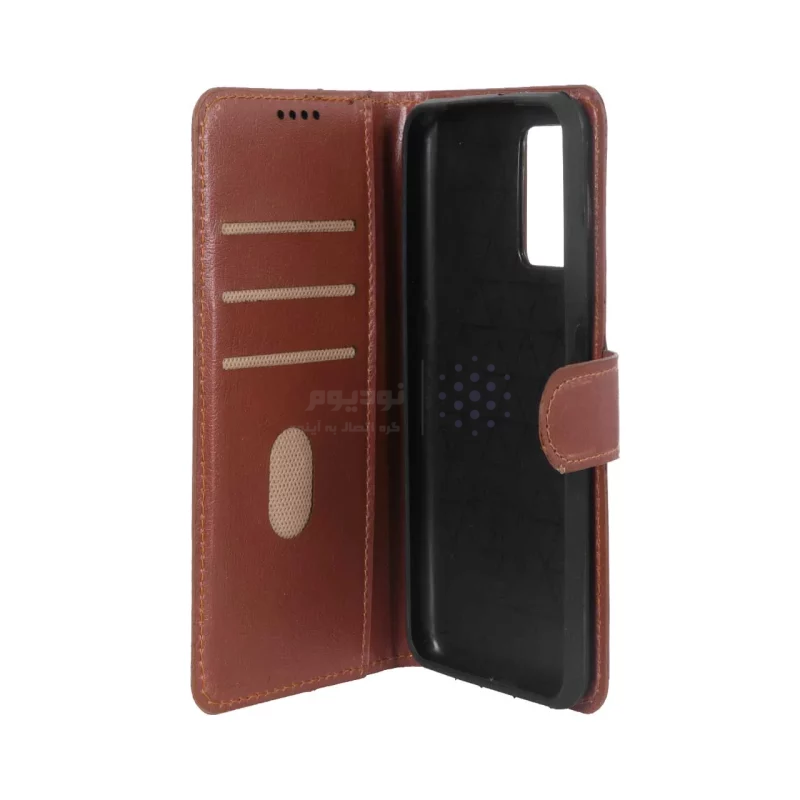 کیف موبایل چرمی مگنتی محافظ لنزدار Xiaomi Poco M3 / Redmi 9T 4G - قهوه ای - تصویر 3