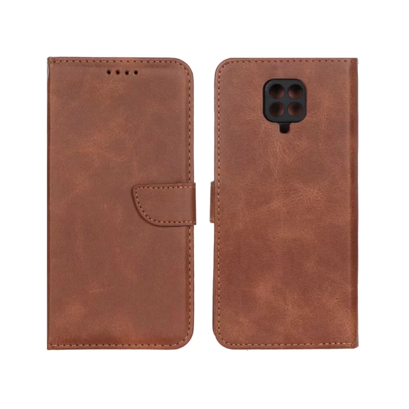 کیف چرمی موبایل مگنتی محافظ لنزدار Xiaomi Redmi Note 9S / Redmi Note 9 Pro / Redmi Note 9 Pro Max - قهوه ای - تصویر 2