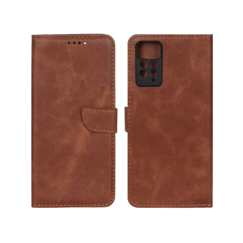 کیف چرمی موبایل مگنتی محافظ لنزدار Xiaomi Redmi Note 12 Pro 4G / Redmi Note 11 Pro 4G - قهوه ای - تصویر 2