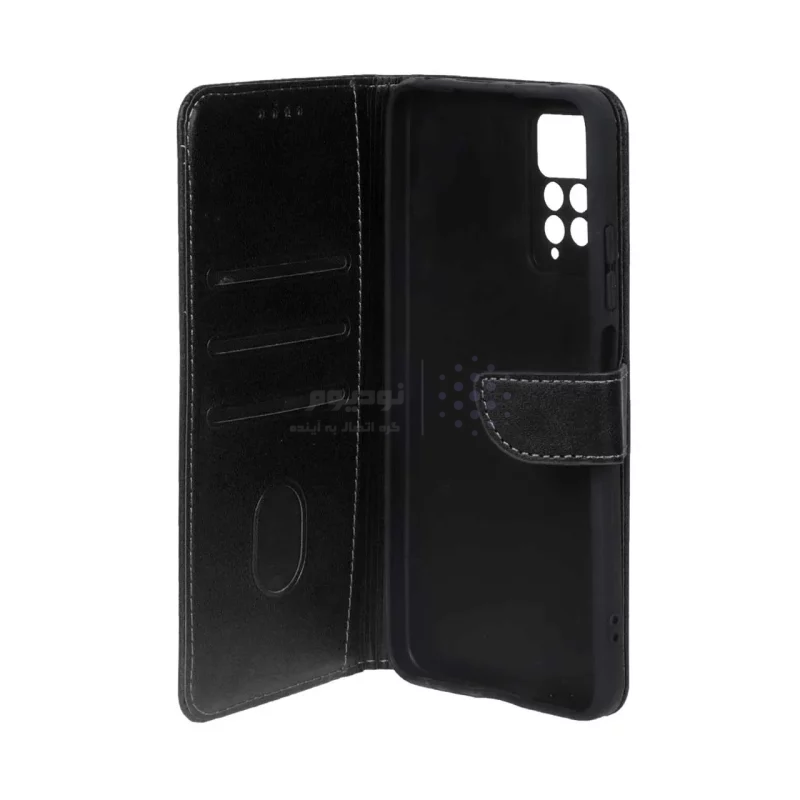 کیف چرمی موبایل مگنتی محافظ لنزدار Xiaomi Redmi Note 12 Pro 4G / Redmi Note 11 Pro 4G - مشکی - تصویر 3