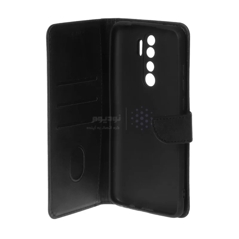 کیف چرمی موبایل مگنتی محافظ لنزدار Xiaomi Redmi Note 8 Pro - مشکی - تصویر 3