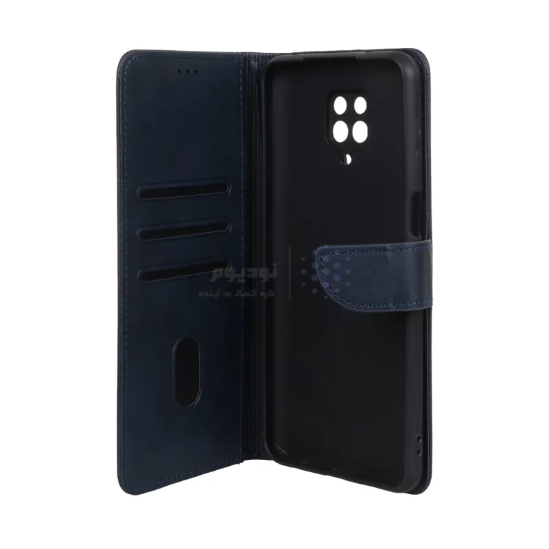 کیف چرمی موبایل مگنتی محافظ لنزدار Xiaomi Redmi Note 9S / Redmi Note 9 Pro / Redmi Note 9 Pro Max - سرمه ای - تصویر 3