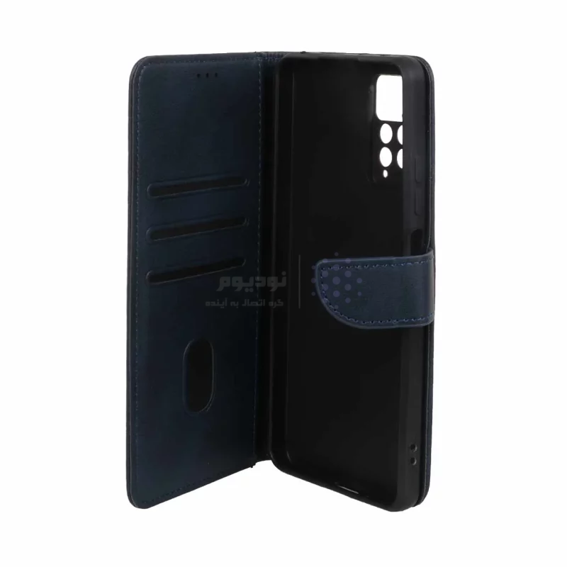 کیف چرمی موبایل مگنتی محافظ لنزدار Xiaomi Redmi Note 12 Pro 4G / Redmi Note 11 Pro - سرمه ای - تصویر 3