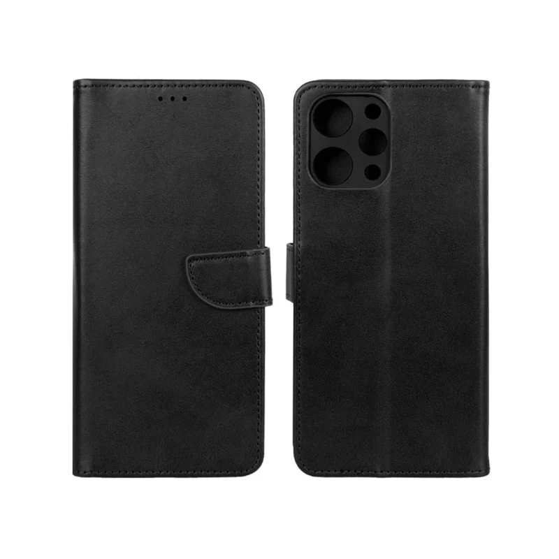 کیف چرمی موبایل مگنتی محافظ لنزدار Xiaomi Redmi 12 / Poco M6 Pro 5G - مشکی - تصویر 2