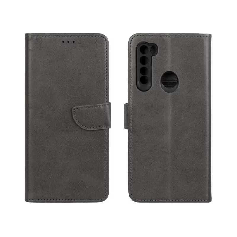 کیف چرمی موبایل مگنتی محافظ لنزدار Xiaomi Redmi Note 8 - خاکستری - تصویر 2
