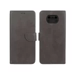کیف چرمی موبایل مگنتی محافظ لنزدار Xiaomi Poco X3 / Poco X3 Pro / Poco X3 NFC - خاکستری