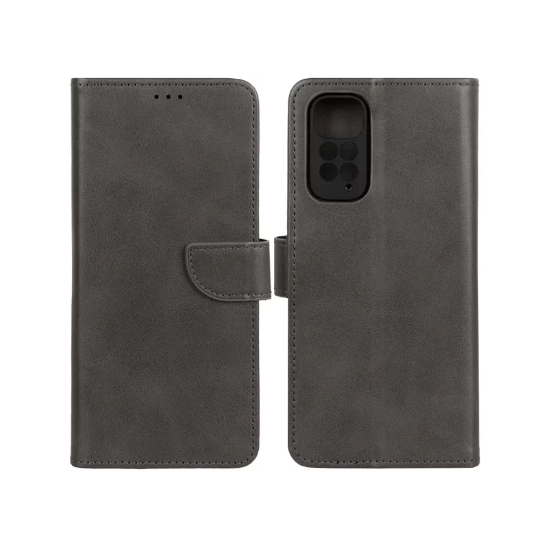 کیف چرمی موبایل مگنتی محافظ لنزدار Xiaomi Redmi Note 11 4G / Redmi Note 11S - خاکستری - تصویر 2