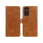 کیف چرمی موبایل مگنتی محافظ لنزدار Xiaomi Redmi Note 11 4G / Redmi Note 11S - عسلی