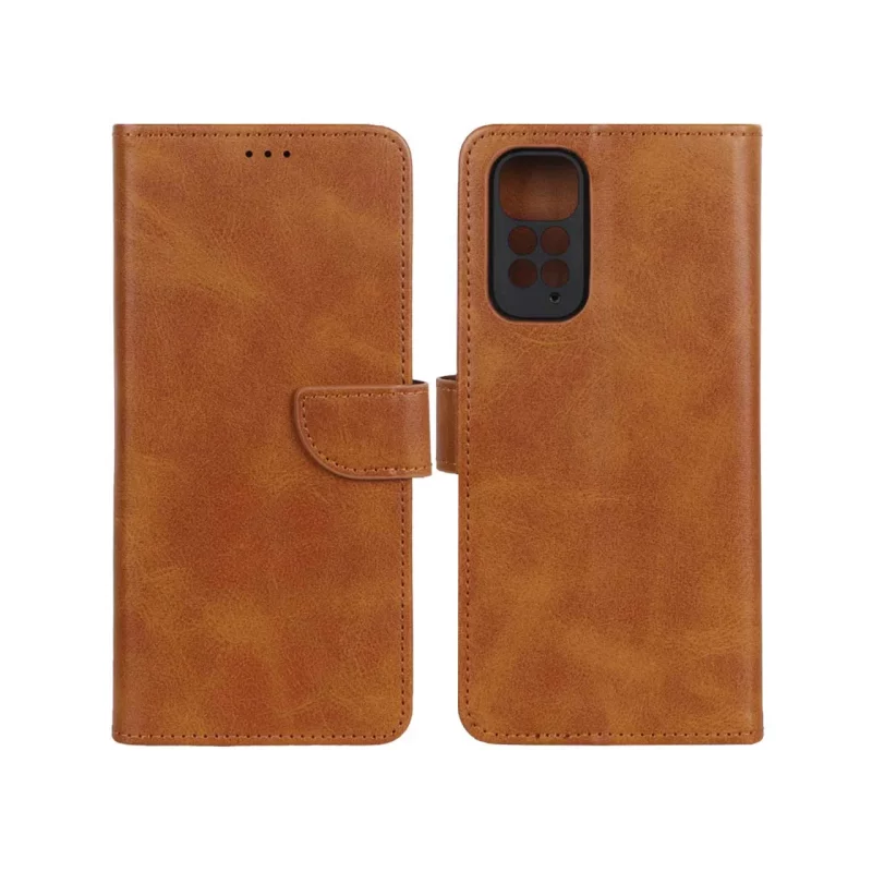 کیف چرمی موبایل مگنتی محافظ لنزدار Xiaomi Redmi Note 11 4G / Redmi Note 11S - عسلی - تصویر 2