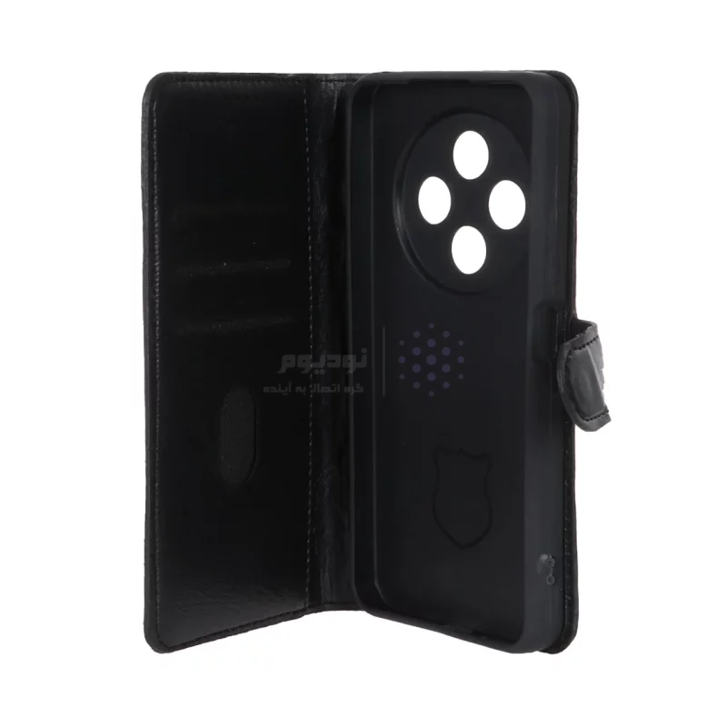 کیف موبایل چرمی مگنتی محافظ لنزدار Xiaomi Redmi 14C / Redmi A4 / Poco C75 - مشکی - تصویر 3