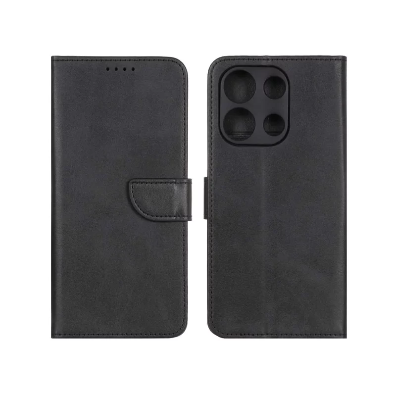 کیف چرمی موبایل مگنتی محافظ لنزدار Xiaomi Redmi Note 13 4G - مشکی - تصویر 2