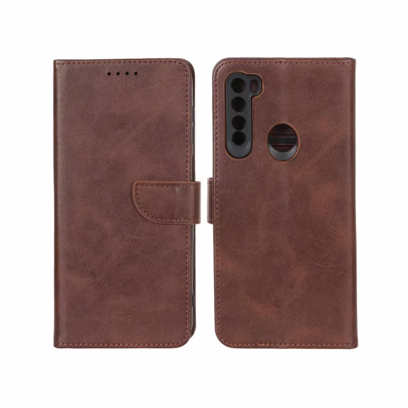 کیف چرمی موبایل مگنتی محافظ لنزدار Xiaomi Redmi Note 8 - قهوه ای - تصویر 2
