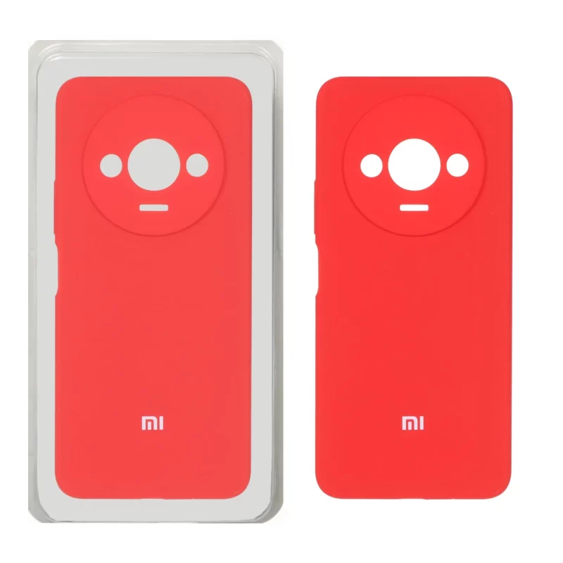 قاب سیلیکونی پاک کنی محافظ لنزدار اورجینال Xiaomi Redmi A3 / A3x / Poco C61 - قرمز (پک دار) - تصویر 2