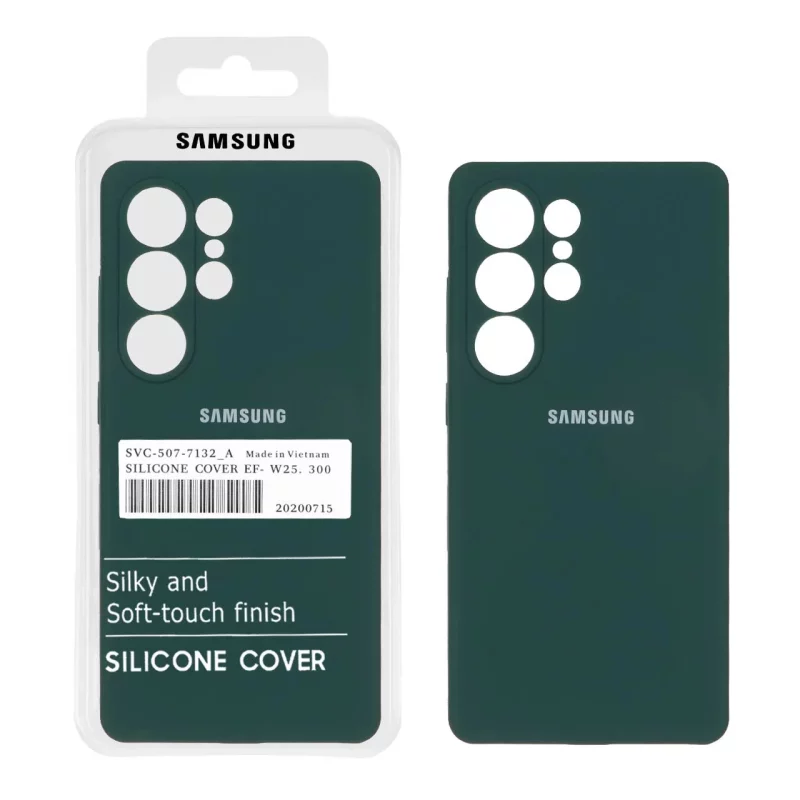 قاب سیلیکونی پاک کنی اورجینال درجه یک Samsung Galaxy S25 Ultra - سبز تیره (پک دار) - تصویر 2