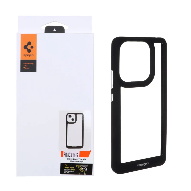 قاب اورجینال Spigen مدل Xiaomi Redmi Note 14 4G - شفاف مشکی - تصویر 2