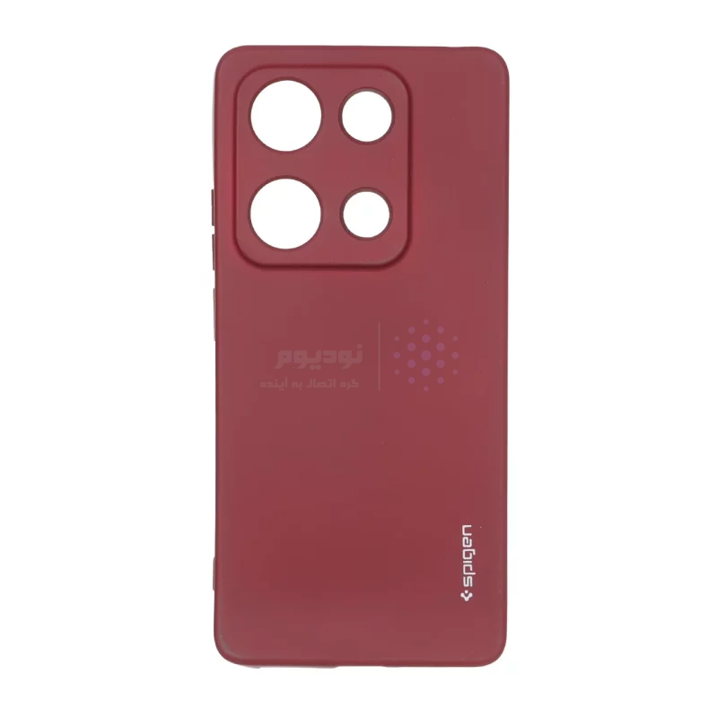 قاب سیلیکونی Spigen محافظ لنزدار Xiaomi Redmi Note 14S / Note 13 Pro 4G / Poco M6 Pro 4G - زرشکی - تصویر 3