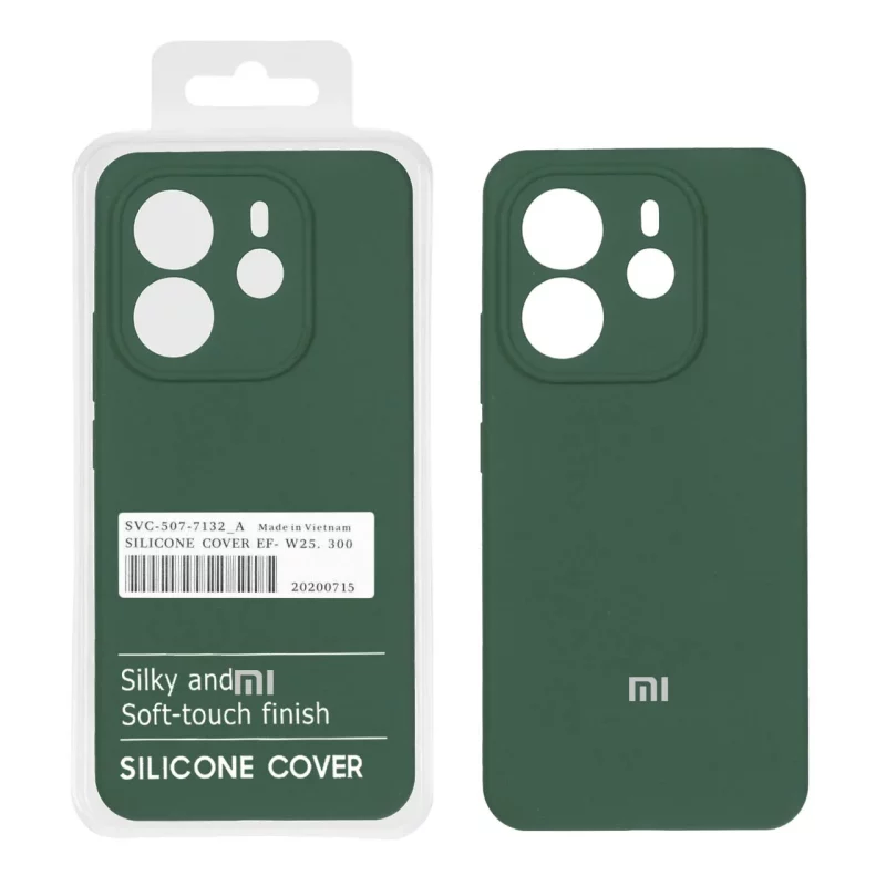 قاب سیلیکونی پاک کنی اورجینال درجه یک Xiaomi Redmi Note 14 4G - سبز تیره (پک دار) - تصویر 2
