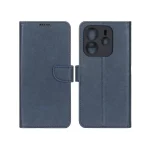 کیف چرمی موبایل مگنتی محافظ لنزدار Xiaomi Redmi Note 14 4G - سرمه ای تیره