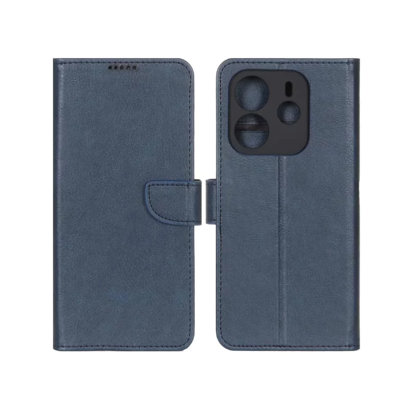 کیف چرمی موبایل مگنتی محافظ لنزدار Xiaomi Redmi Note 14 4G - سرمه ای تیره - تصویر 2