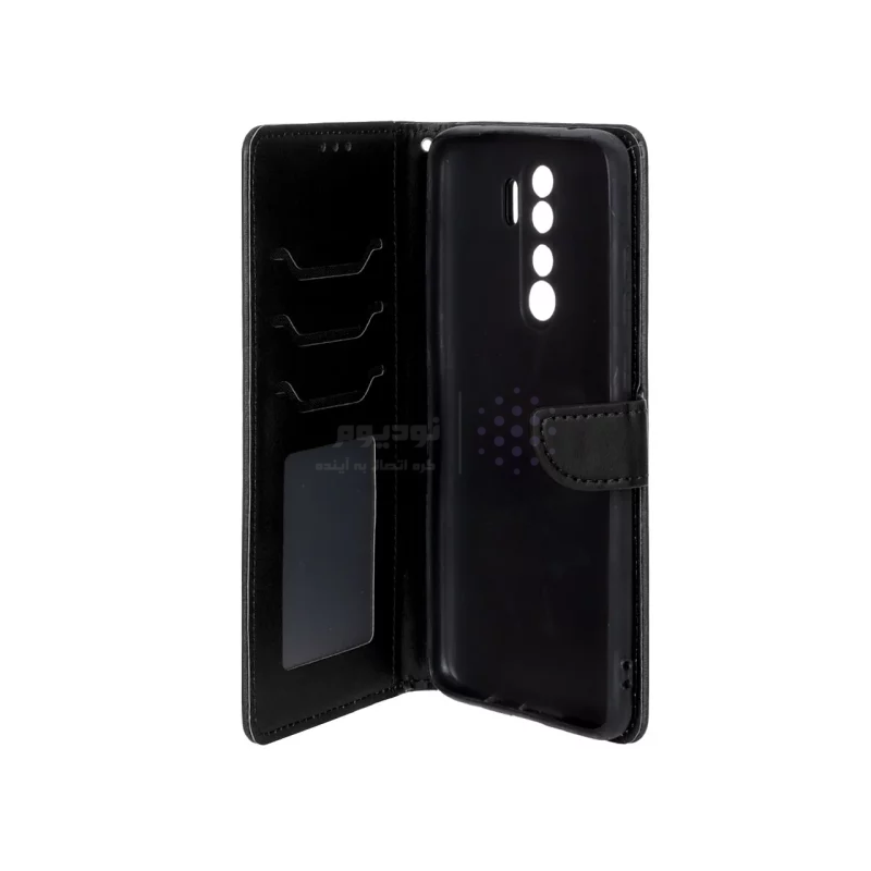 کیف چرمی موبایل مگنتی محافظ لنزدار Xiaomi Redmi Note 8 Pro - مشکی - تصویر 3