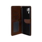کیف چرمی موبایل مگنتی محافظ لنزدار Xiaomi Redmi Note 10 4G / Redmi Note 10S / Poco M5S - قهوه ای