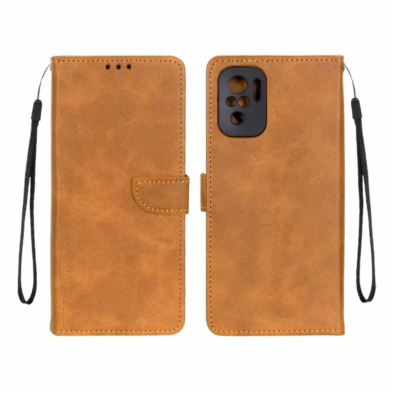 کیف چرمی موبایل مگنتی محافظ لنزدار Xiaomi Redmi Note 10 4G / Redmi Note 10S / Poco M5S - عسلی - تصویر 2