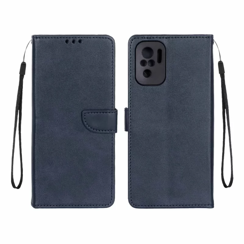 کیف چرمی موبایل مگنتی محافظ لنزدار Xiaomi Redmi Note 10 4G / Redmi Note 10S / Poco M5S - سرمه ای - تصویر 2