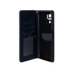 کیف چرمی موبایل مگنتی محافظ لنزدار Xiaomi Redmi Note 10 4G / Redmi Note 10S / Poco M5S - سرمه ای - تصویر 3