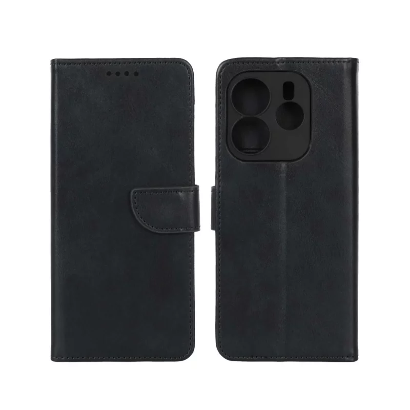 کیف چرمی موبایل مگنتی محافظ لنزدار Xiaomi Redmi Note 14 4G - مشکی - تصویر 2