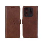 کیف چرمی موبایل مگنتی محافظ لنزدار Xiaomi Redmi Note 14 4G - قهوه ای