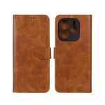 کیف چرمی موبایل مگنتی محافظ لنزدار Xiaomi Redmi Note 14 4G - عسلی