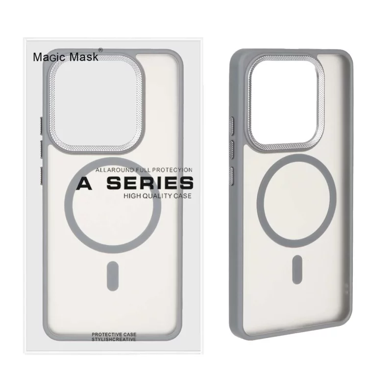 قاب اورجینال مات لنز کربن Magsafe مدل Xiaomi Redmi Note 14 4G - خاکستری (پک دار) - تصویر 2