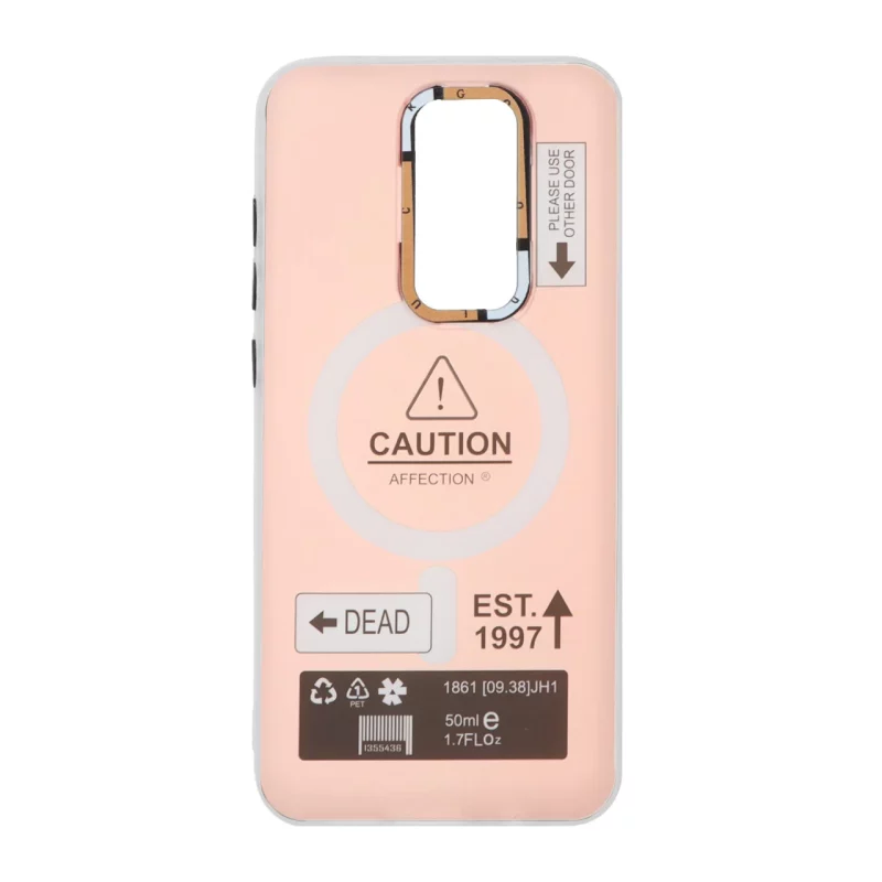 قاب Caution دور مات طرح مگ سیف Xiaomi Redmi Note 8 Pro - صورتی - تصویر 2