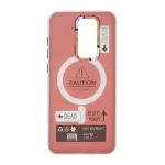 قاب Caution دور مات طرح مگ سیف Xiaomi Redmi Note 8 Pro - زرشکی