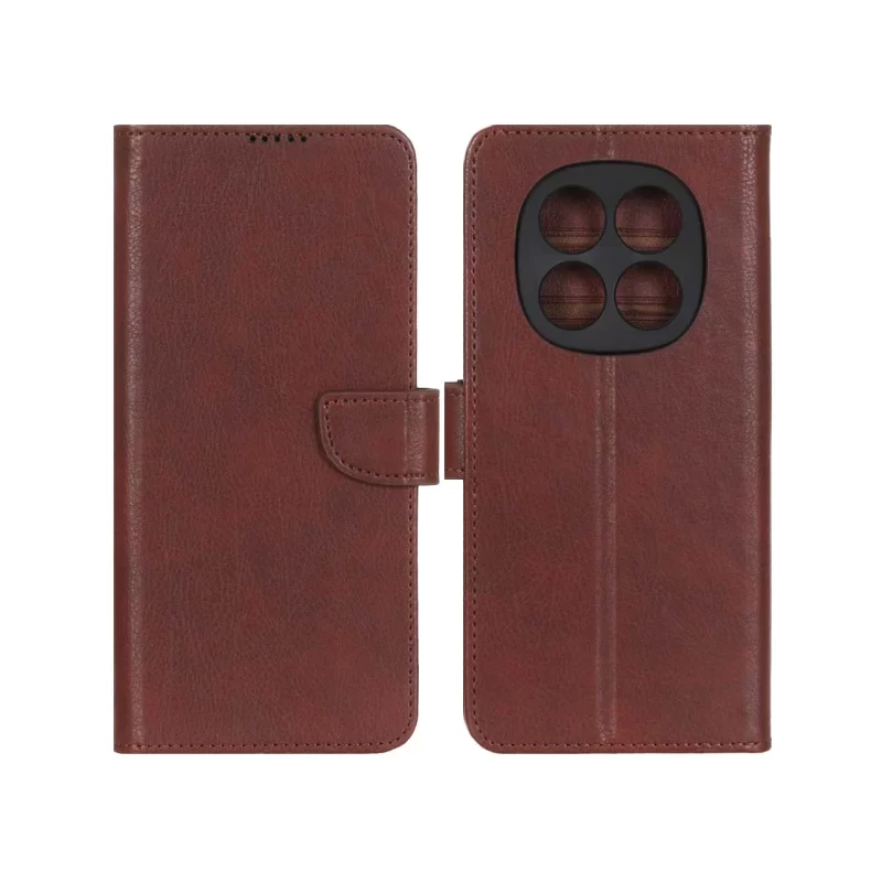 کیف چرمی موبایل مگنتی محافظ لنزدار Xiaomi Redmi Note 14 Pro 4G - قهوه ای - تصویر 2