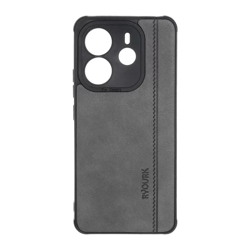 قاب طرح چرم RYOURK مدل Xiaomi Redmi Note 14 4G - خاکستری - تصویر 2