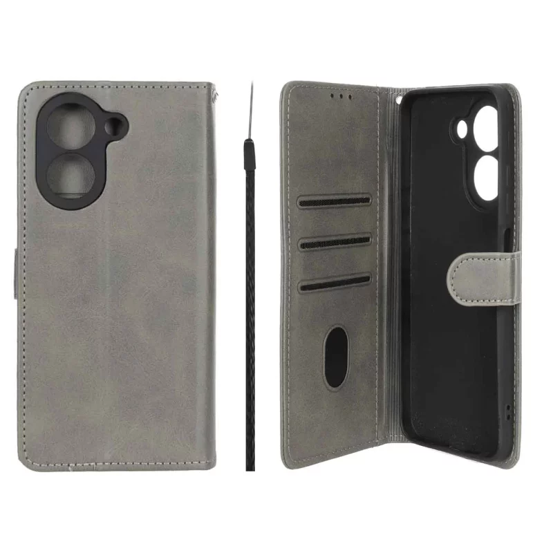 کیف موبایل مگنتی Crystal داخل مخمل Xiaomi Redmi A5 / Poco C71 - طوسی - تصویر 2