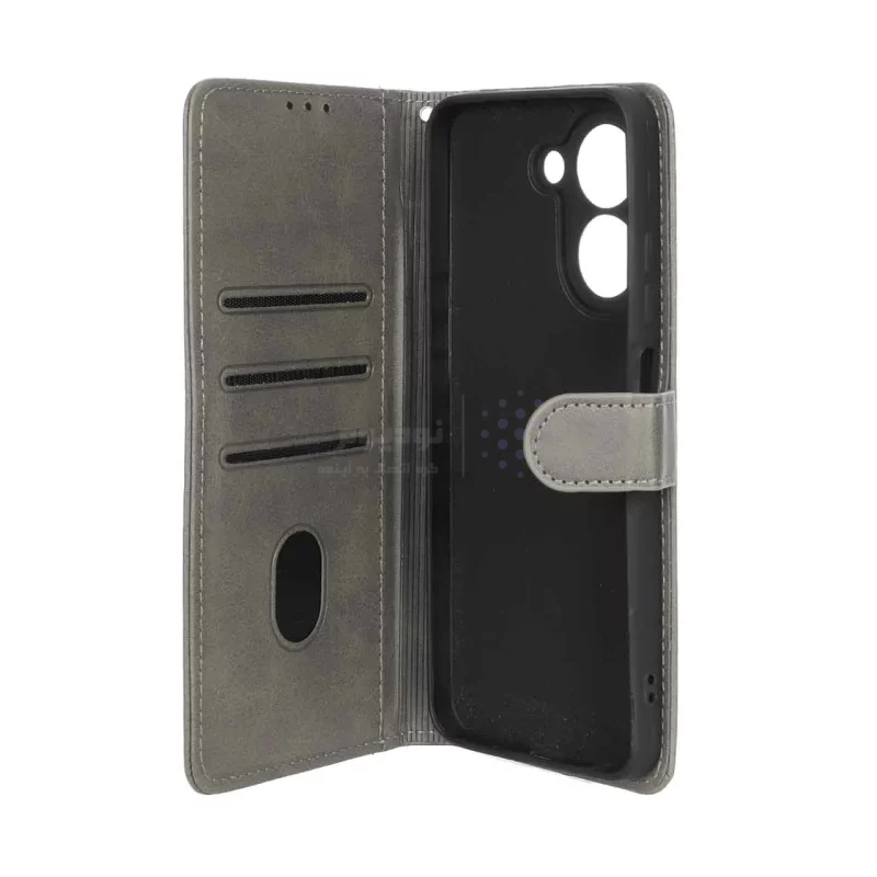 کیف موبایل مگنتی Crystal داخل مخمل Xiaomi Redmi A5 / Poco C71 - طوسی - تصویر 3