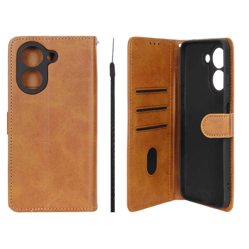 کیف موبایل مگنتی Crystal داخل مخمل Xiaomi Redmi A5 / Poco C71 - عسلی - تصویر 2