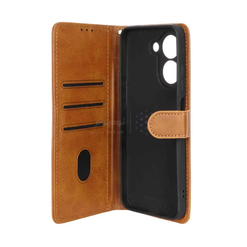 کیف موبایل مگنتی Crystal داخل مخمل Xiaomi Redmi A5 / Poco C71 - عسلی - تصویر 3