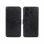 کیف موبایل چرمی مگنتی محافظ لنزدار Xiaomi Redmi 13X / Redmi 13 4G / Poco M6 4G - مشکی